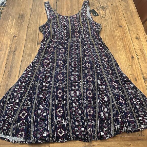 Torrid Geo Print Tank Dress Challis Size 00 Open Bow Back - Picture 10 of 14